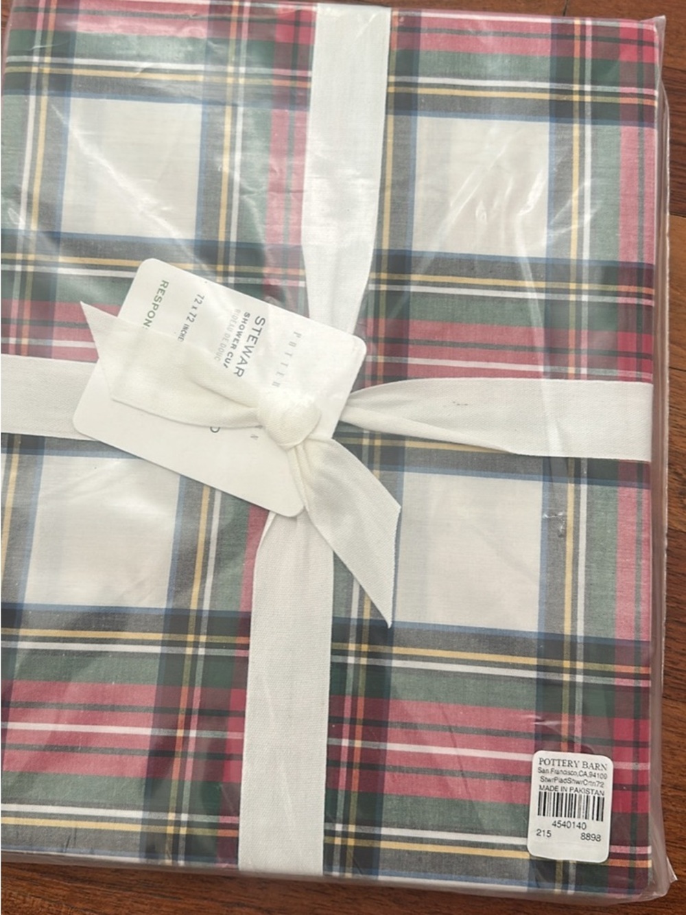 New in package. Pottery Barn Stewart Plaid Shower Curtain discontinued 72”
